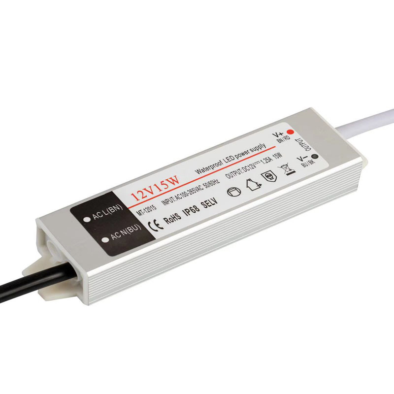 12v15w konstant spænding vandtæt mini dc enkelt uddata LED strømforsyning